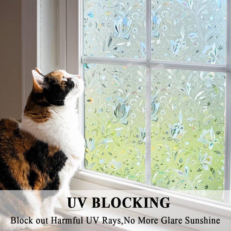 Mikomer Tulip Decorative Window Film,No Glue Frosted Privacy Film,Stained Glass Door Film,Reflective Static Cling Heat Control Anti UV Window Decoration for Home and Office,23.6 inches by 118 inches - Image 4